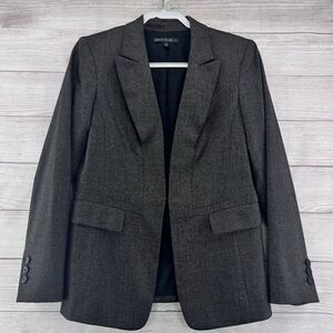 Lafayette 148 Brown Black Blazer Suit Jacket Size 8 Wool Silk‎ Blend Single Vent
